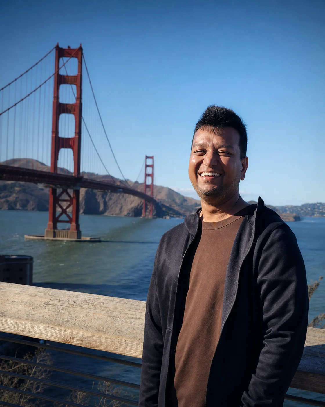 Anupam Gupta at the Golden Gate Bridge